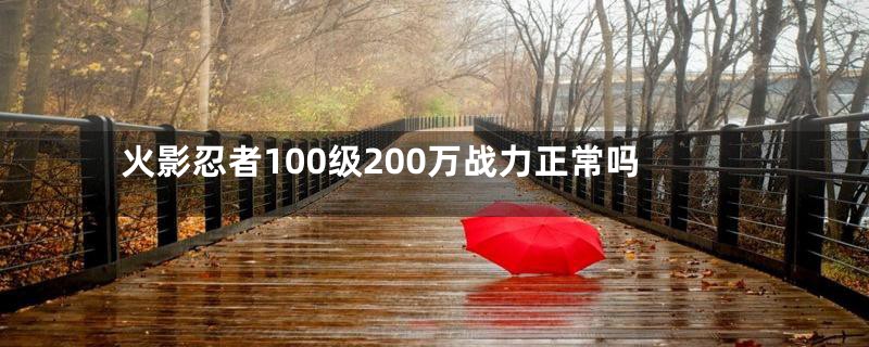 火影忍者100级200万战力正常吗