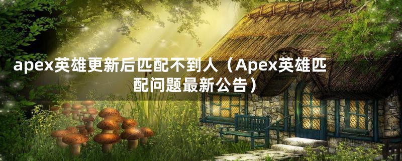 apex英雄更新后匹配不到人（Apex英雄匹配问题最新公告）