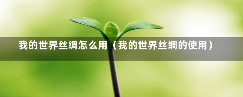 我的世界丝绸怎么用（我的世界丝绸的使用）