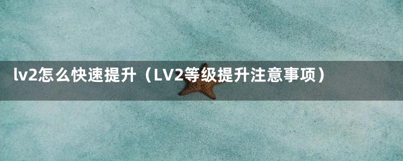 lv2怎么快速提升（LV2等级提升注意事项）