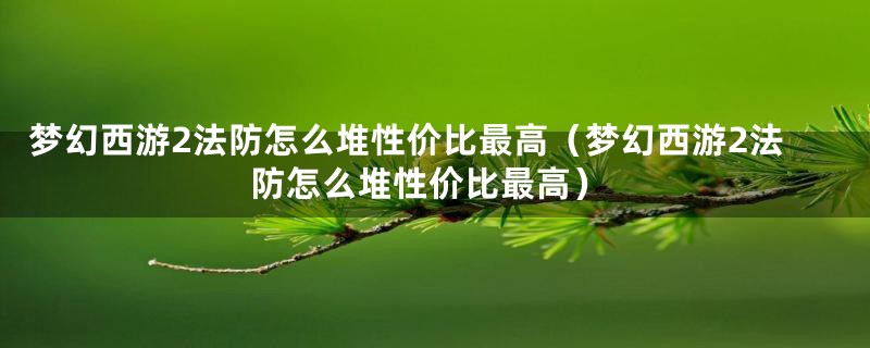 梦幻西游2法防怎么堆性价比最高（梦幻西游2法防怎么堆性价比最高）