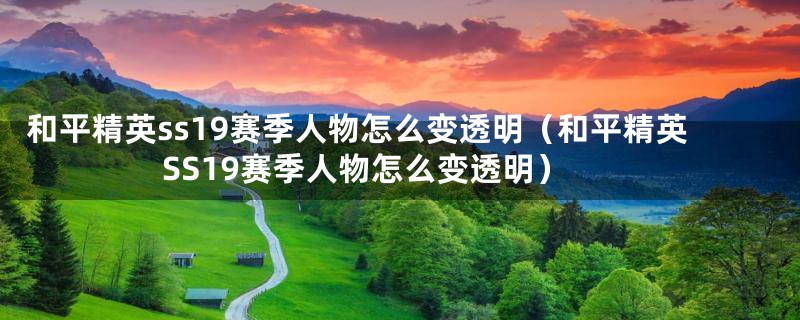 和平精英ss19赛季人物怎么变透明（和平精英SS19赛季人物怎么变透明）