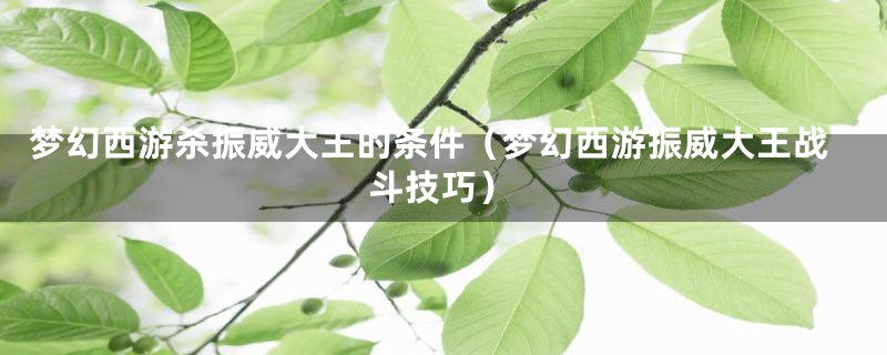 梦幻西游杀振威大王的条件（梦幻西游振威大王战斗技巧）