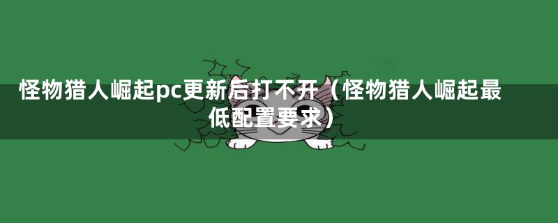 怪物猎人崛起pc更新后打不开（怪物猎人崛起最低配置要求）