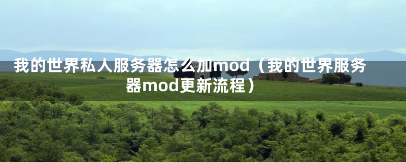 我的世界私人服务器怎么加mod（我的世界服务器mod更新流程）