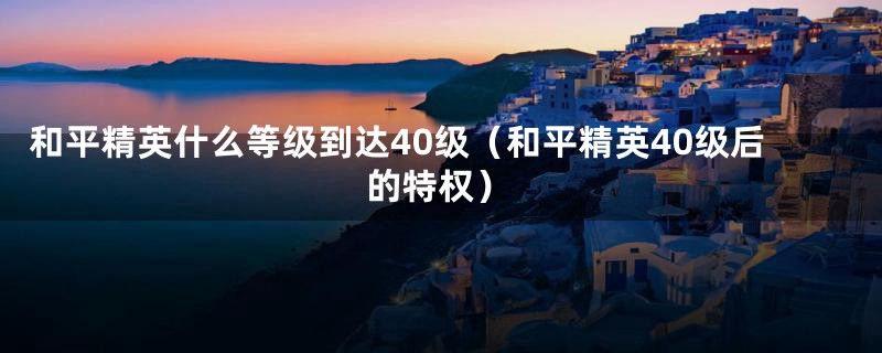 和平精英什么等级到达40级（和平精英40级后的特权）