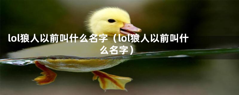 lol狼人以前叫什么名字（lol狼人以前叫什么名字）