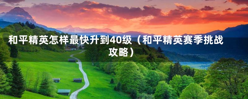 和平精英怎样最快升到40级（和平精英赛季挑战攻略）