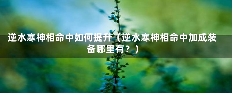 逆水寒神相命中如何提升（逆水寒神相命中加成装备哪里有？）