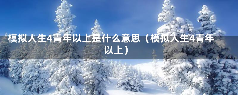 模拟人生4青年以上是什么意思（模拟人生4青年以上）