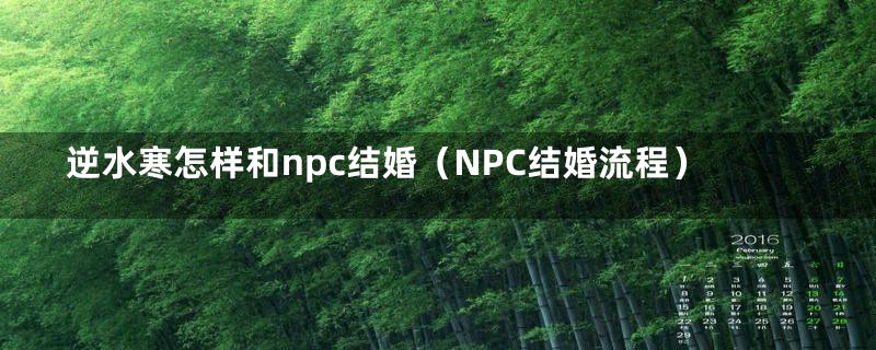 逆水寒怎样和npc结婚（NPC结婚流程）