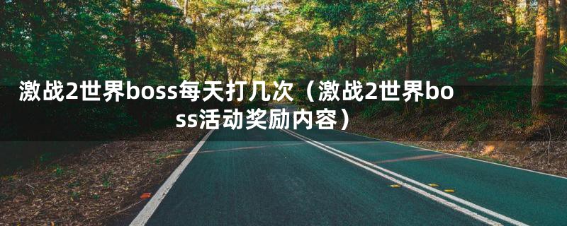 激战2世界boss每天打几次（激战2世界boss活动奖励内容）