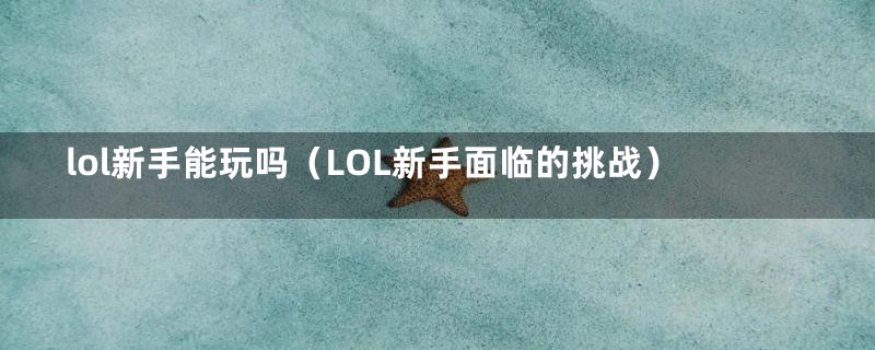 lol新手能玩吗（LOL新手面临的挑战）