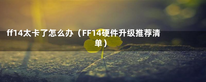 ff14太卡了怎么办（FF14硬件升级推荐清单）