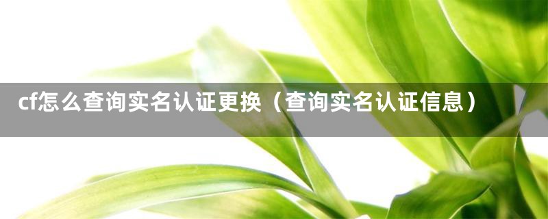 cf怎么查询实名认证更换（查询实名认证信息）