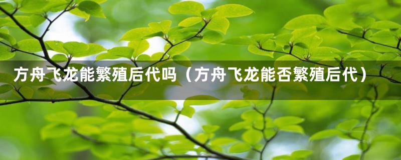 方舟飞龙能繁殖后代吗（方舟飞龙能否繁殖后代）