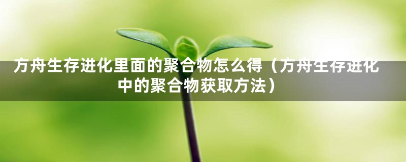 方舟生存进化里面的聚合物怎么得（方舟生存进化中的聚合物获取方法）