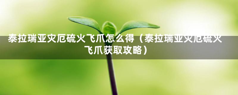 泰拉瑞亚灾厄硫火飞爪怎么得（泰拉瑞亚灾厄硫火飞爪获取攻略）