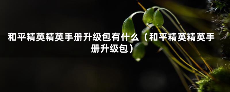 和平精英精英手册升级包有什么（和平精英精英手册升级包）