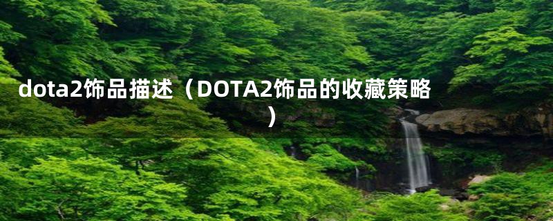 dota2饰品描述（DOTA2饰品的收藏策略）