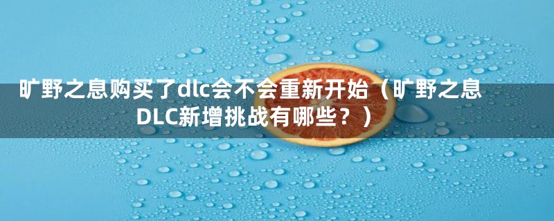 旷野之息购买了dlc会不会重新开始（旷野之息DLC新增挑战有哪些？）