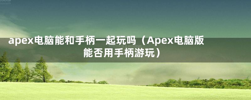 apex电脑能和手柄一起玩吗（Apex电脑版能否用手柄游玩）