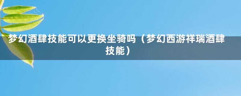 梦幻酒肆技能可以更换坐骑吗（梦幻西游祥瑞酒肆技能）