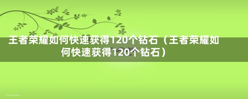 王者荣耀如何快速获得120个钻石（王者荣耀如何快速获得120个钻石）