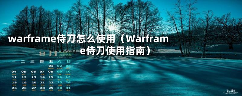 warframe侍刀怎么使用（Warframe侍刀使用指南）