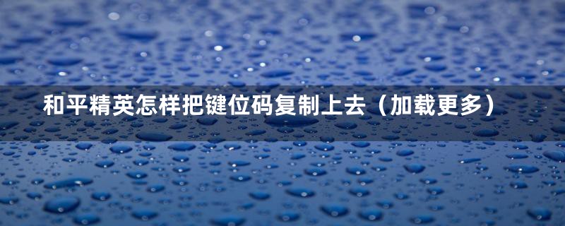 和平精英怎样把键位码复制上去（加载更多）