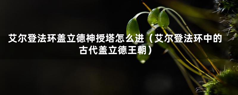 艾尔登法环盖立德神授塔怎么进（艾尔登法环中的古代盖立德王朝）