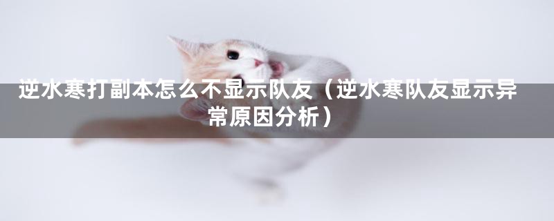 逆水寒打副本怎么不显示队友（逆水寒队友显示异常原因分析）