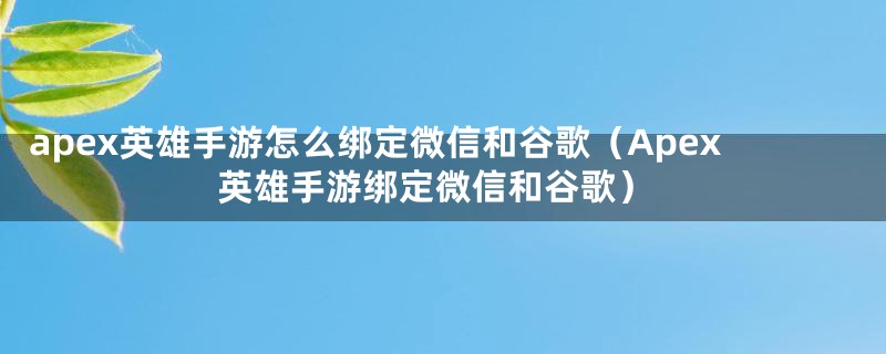 apex英雄手游怎么绑定微信和谷歌（Apex英雄手游绑定微信和谷歌）