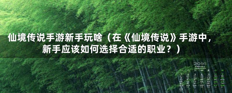 仙境传说手游新手玩啥（在《仙境传说》手游中，新手应该如何选择合适的职业？）