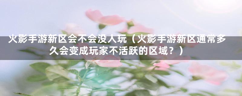 火影手游新区会不会没人玩（火影手游新区通常多久会变成玩家不活跃的区域？）