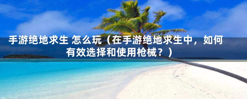 手游绝地求生 怎么玩（在手游绝地求生中，如何有效选择和使用枪械？）