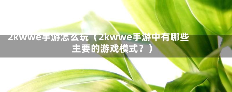 2kwwe手游怎么玩（2kwwe手游中有哪些主要的游戏模式？）