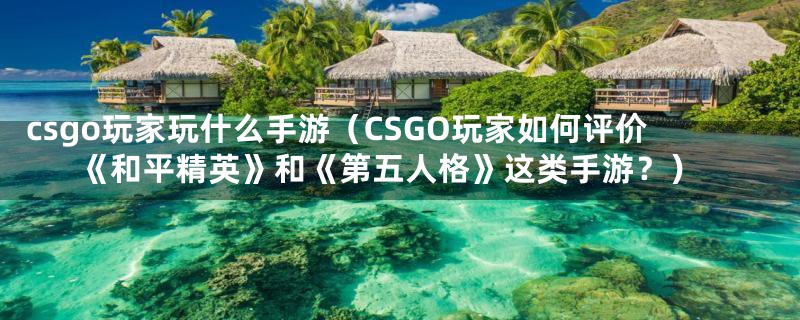 csgo玩家玩什么手游（CSGO玩家如何评价《和平精英》和《第五人格》这类手游？）