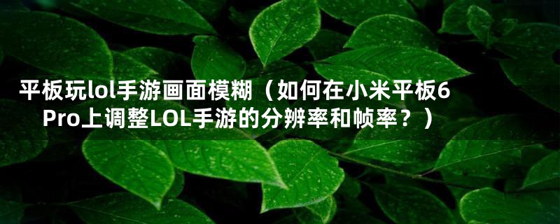 平板玩lol手游画面模糊（如何在小米平板6 Pro上调整LOL手游的分辨率和帧率？）