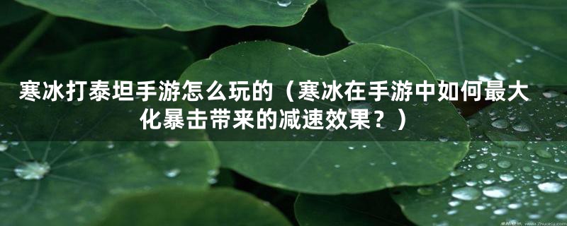 寒冰打泰坦手游怎么玩的（寒冰在手游中如何最大化暴击带来的减速效果？）