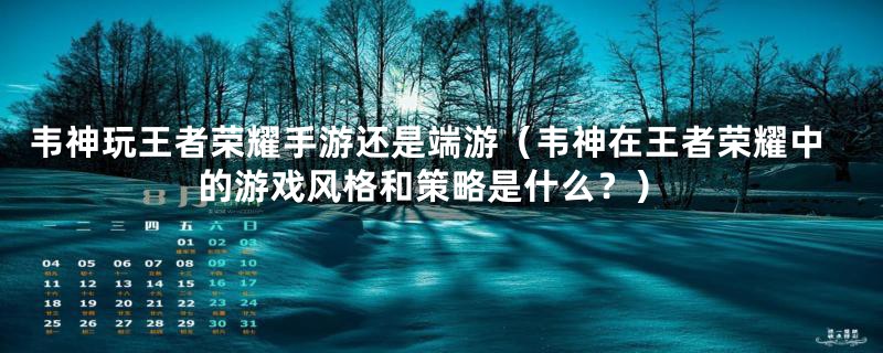 韦神玩王者荣耀手游还是端游（韦神在王者荣耀中的游戏风格和策略是什么？）