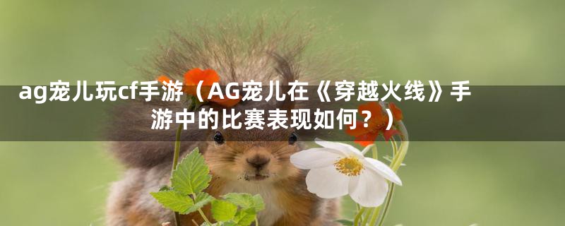 ag宠儿玩cf手游（AG宠儿在《穿越火线》手游中的比赛表现如何？）