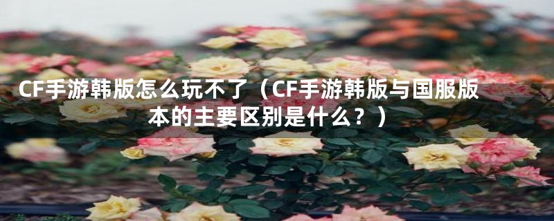 CF手游韩版怎么玩不了（CF手游韩版与国服版本的主要区别是什么？）