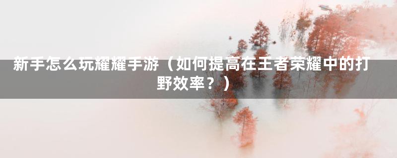 新手怎么玩耀耀手游（如何提高在王者荣耀中的打野效率？）