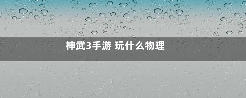 神武3手游 玩什么物理