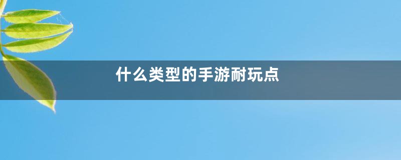 什么类型的手游耐玩点