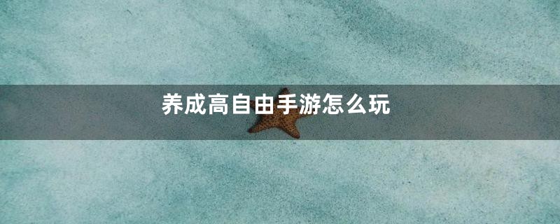 养成高自由手游怎么玩