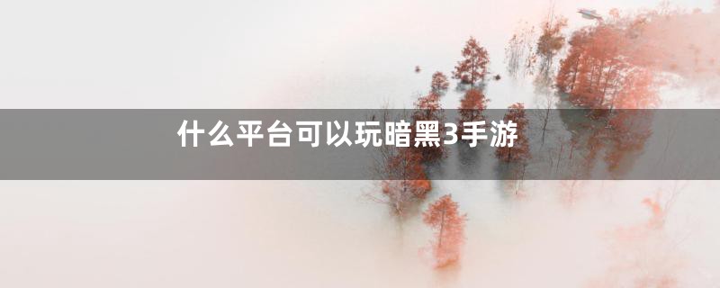 什么平台可以玩暗黑3手游