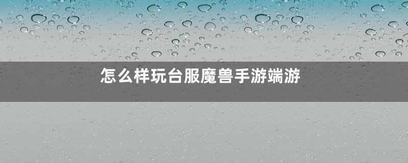 怎么样玩台服魔兽手游端游