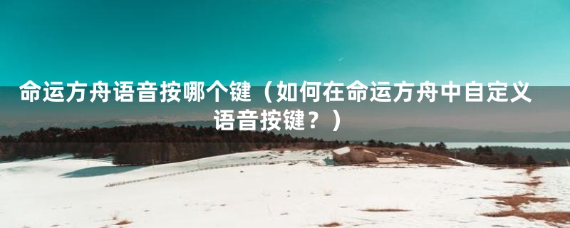 命运方舟语音按哪个键（如何在命运方舟中自定义语音按键？）